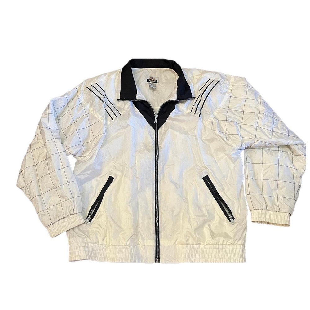 80s style BCG windbreaker in white and black